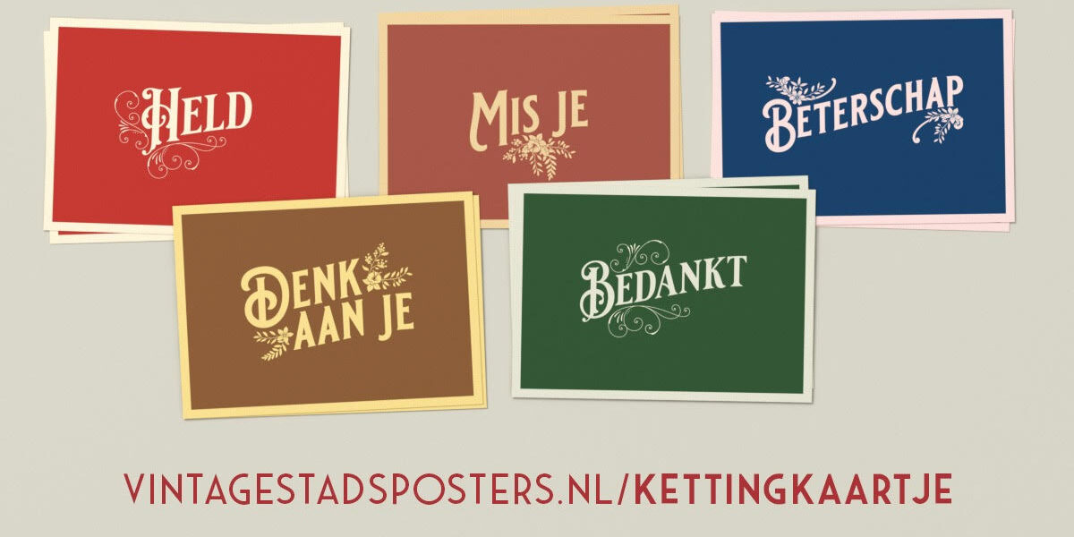 Vintage Stadsposters kettingkaartjes